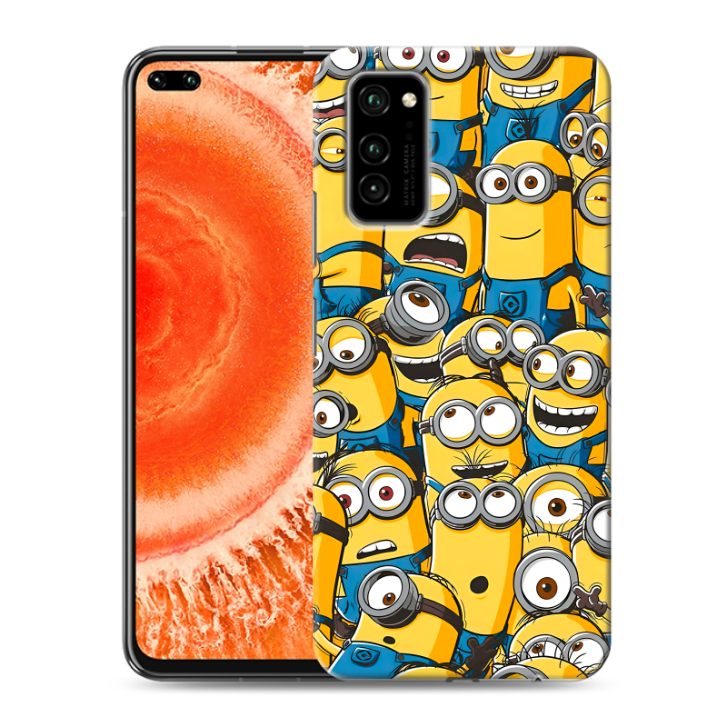 Силиконовый противоударный чехол на Huawei Honor View 30 Pro с принтом Миньоны Силиконовый противоударный чехол на Huawei Honor View 30 Pro с принтом Миньоны