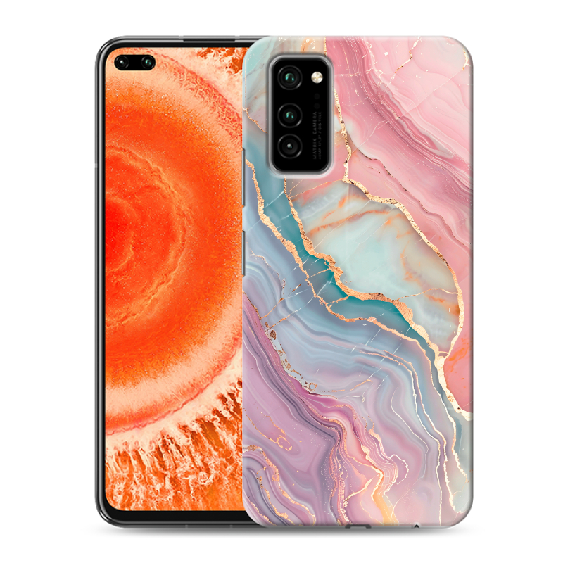 Пластиковый чехол на Huawei Honor View 30 Pro с принтом розовый мрамор Пластиковый чехол на Huawei Honor View 30 Pro с принтом розовый мрамор