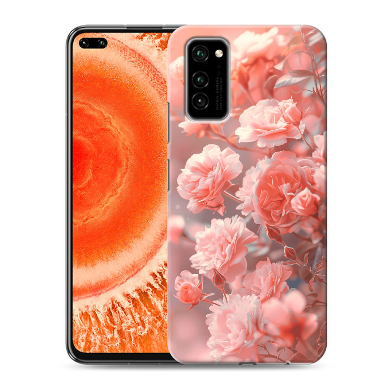 Силиконовый противоударный чехол на Huawei Honor View 30 Pro с принтом Розы цветы Силиконовый противоударный чехол на Huawei Honor View 30 Pro с принтом Розы цветы