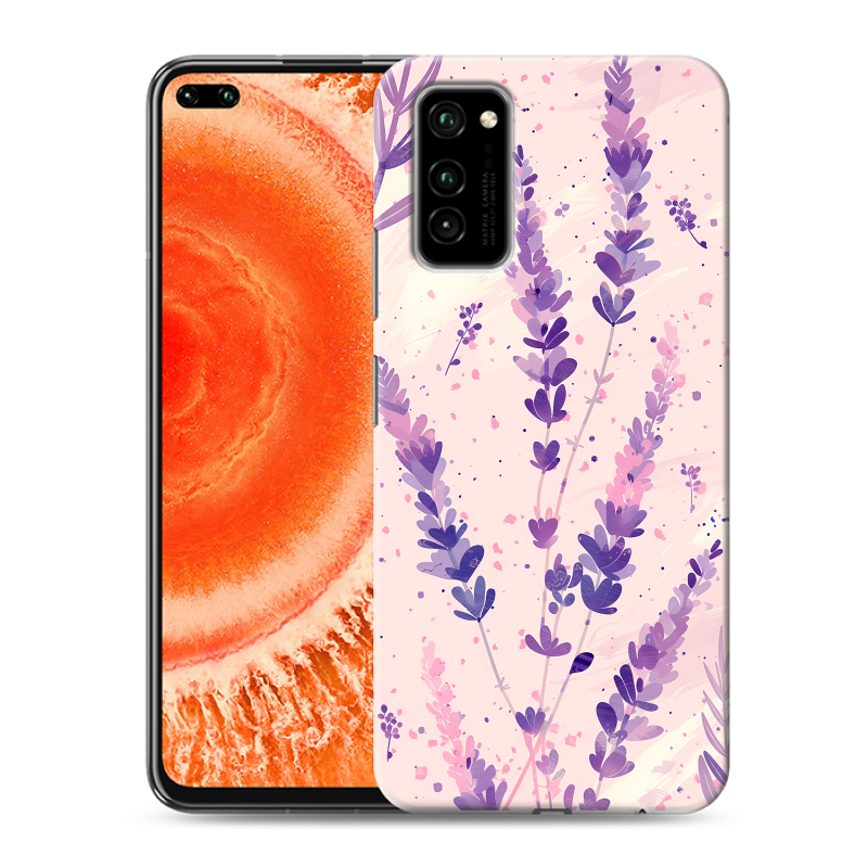 Силиконовый чехол на Huawei Honor View 30 Pro с принтом цветы лаванда Силиконовый чехол на Huawei Honor View 30 Pro с принтом цветы лаванда