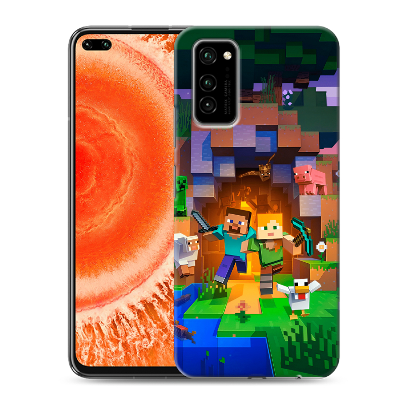 Силиконовый чехол на Huawei Honor View 30 Pro с принтом Майнкрафт Minecraft Силиконовый чехол на Huawei Honor View 30 Pro с принтом Майнкрафт Minecraft