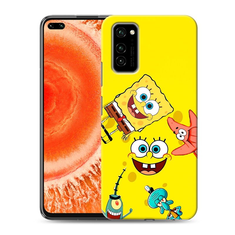 Силиконовый противоударный чехол на Huawei Honor View 30 Pro с принтом Спанч боб Спанчбоб Силиконовый противоударный чехол на Huawei Honor View 30 Pro с принтом Спанч боб Спанчбоб