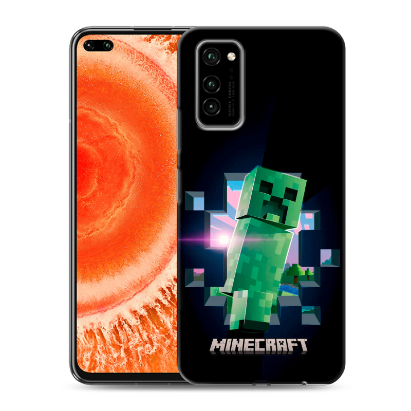 Силиконовый противоударный чехол на Huawei Honor View 30 Pro с принтом Майнкрафт Minecraft Силиконовый противоударный чехол на Huawei Honor View 30 Pro с принтом Майнкрафт Minecraft