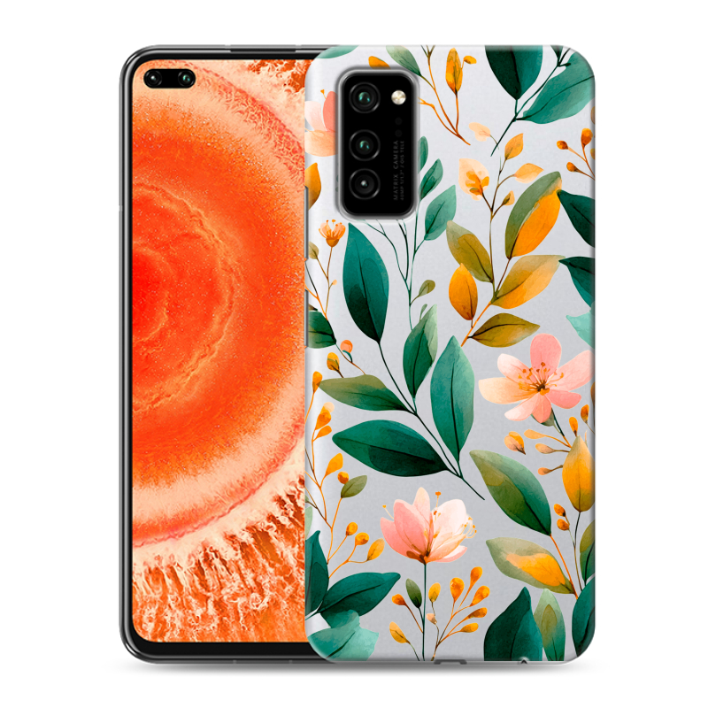 Силиконовый чехол на Huawei Honor View 30 Pro с принтом Цветы паттерн Силиконовый чехол на Huawei Honor View 30 Pro с принтом Цветы паттерн