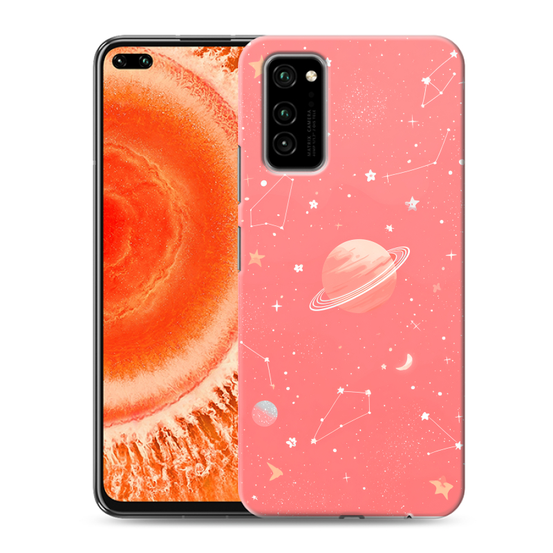 Силиконовый противоударный чехол на Huawei Honor View 30 Pro с принтом Розовый космос Силиконовый противоударный чехол на Huawei Honor View 30 Pro с принтом Розовый космос