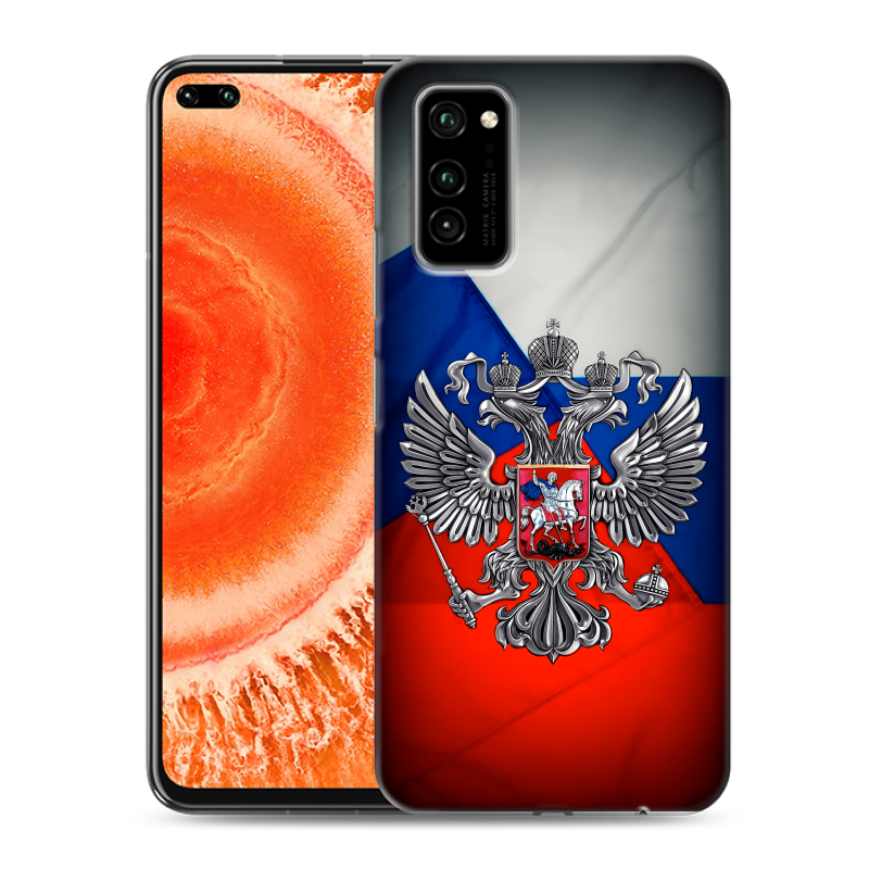 Силиконовый чехол на Huawei Honor View 30 Pro с принтом Флаг России Силиконовый чехол на Huawei Honor View 30 Pro с принтом Флаг России