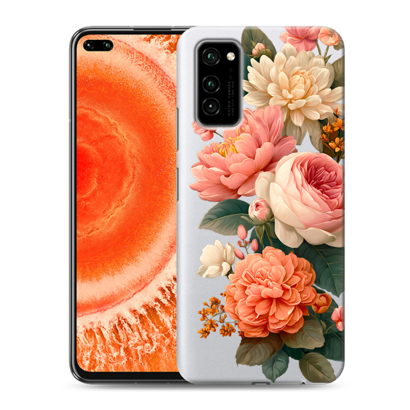 Силиконовый чехол на Huawei Honor View 30 Pro с принтом цветы Силиконовый чехол на Huawei Honor View 30 Pro с принтом цветы