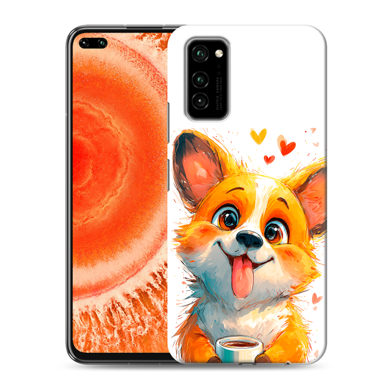 Силиконовый чехол на Huawei Honor View 30 Pro с принтом корги Силиконовый чехол на Huawei Honor View 30 Pro с принтом корги