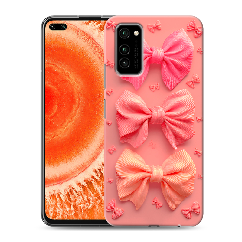 Пластиковый чехол на Huawei Honor View 30 Pro с принтом Розовые бантики Пластиковый чехол на Huawei Honor View 30 Pro с принтом Розовые бантики