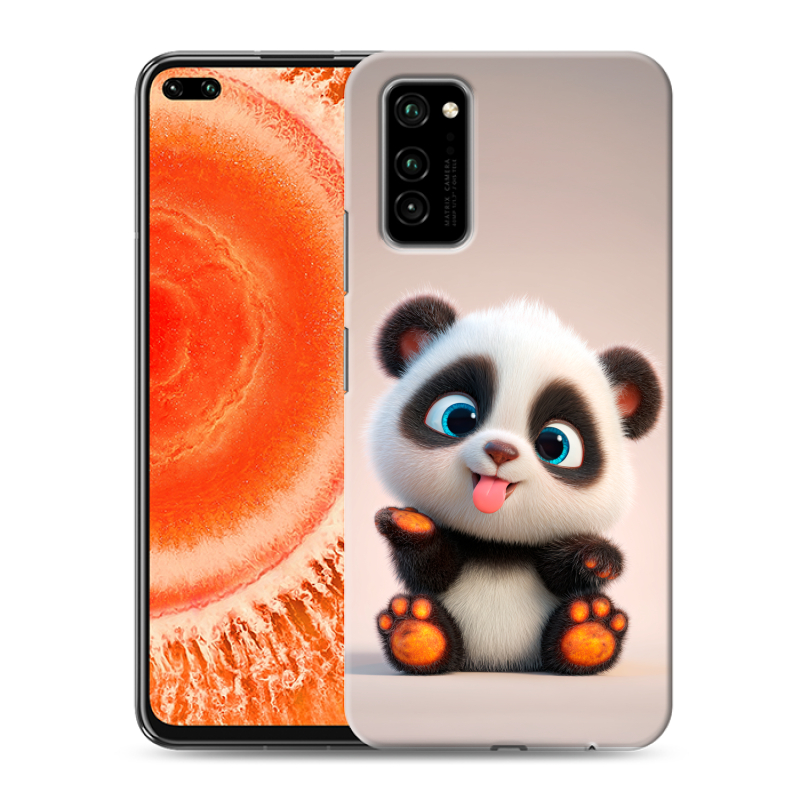 Силиконовый противоударный чехол на Huawei Honor View 30 Pro с принтом милая панда Силиконовый противоударный чехол на Huawei Honor View 30 Pro с принтом милая панда