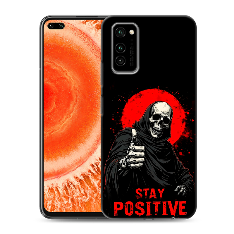 Силиконовый противоударный чехол на Huawei Honor View 30 Pro с принтом смешной скелет Силиконовый противоударный чехол на Huawei Honor View 30 Pro с принтом смешной скелет