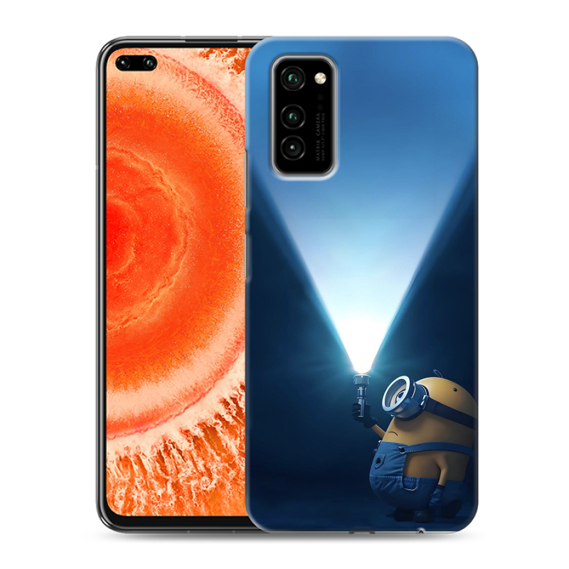 Силиконовый противоударный чехол на Huawei Honor View 30 Pro с принтом Миньоны Силиконовый противоударный чехол на Huawei Honor View 30 Pro с принтом Миньоны