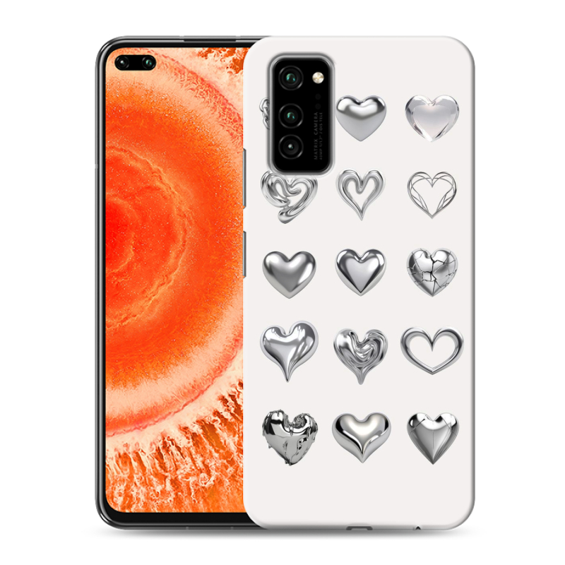 Силиконовый чехол на Huawei Honor View 30 Pro с принтом Y2K сердечки Силиконовый чехол на Huawei Honor View 30 Pro с принтом Y2K сердечки