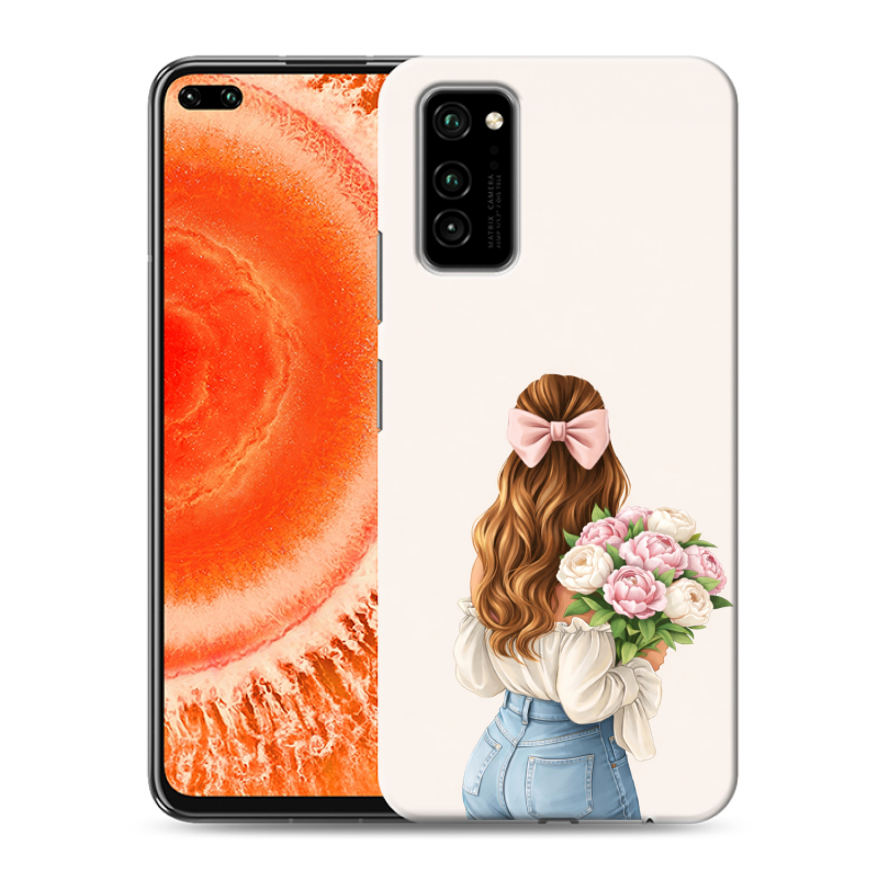 Силиконовый противоударный чехол на Huawei Honor View 30 Pro с принтом женский Силиконовый противоударный чехол на Huawei Honor View 30 Pro с принтом женский