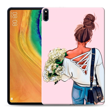 Силиконовый чехол на планшета Huawei MatePad Pro с принтом Девушка и букет Силиконовый чехол на планшета Huawei MatePad Pro с принтом Девушка и букет