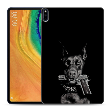Силиконовый чехол на планшета Huawei MatePad Pro с принтом Доберман и пистолет Силиконовый чехол на планшета Huawei MatePad Pro с принтом Доберман и пистолет