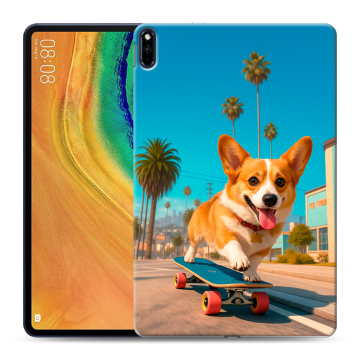 Силиконовый чехол на Huawei MatePad Pro с принтом Корги на скейте Силиконовый чехол на Huawei MatePad Pro с принтом Корги на скейте