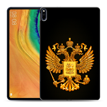 Силиконовый чехол на Huawei MatePad Pro с принтом Герб России желтый Силиконовый чехол на Huawei MatePad Pro с принтом Герб России желтый
