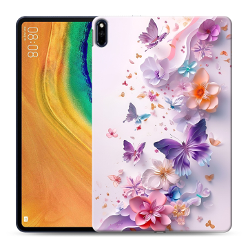 Силиконовый чехол на Huawei MatePad Pro с принтом цветы бабочки