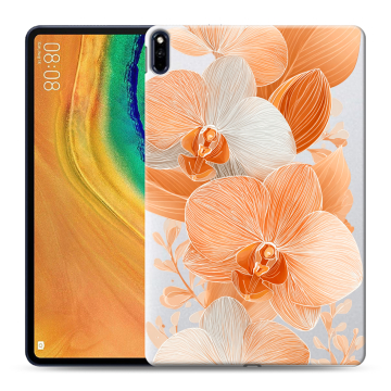 Силиконовый чехол на Huawei MatePad Pro с принтом Бежевые цветы