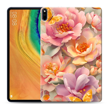 Силиконовый чехол на Huawei MatePad Pro с принтом Цветы и бабочки