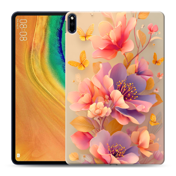 Силиконовый чехол на Huawei MatePad Pro с принтом Цветы и бабочки