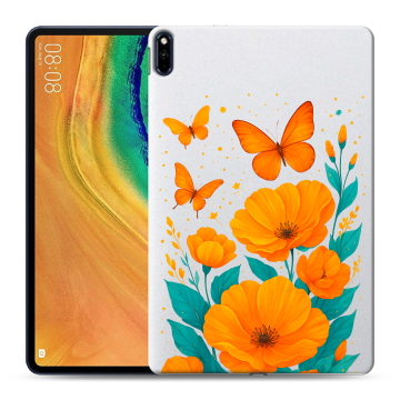 Силиконовый чехол на Huawei MatePad Pro с принтом цветы бабочки