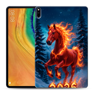 Силиконовый чехол на Huawei MatePad Pro с принтом Новый год коня