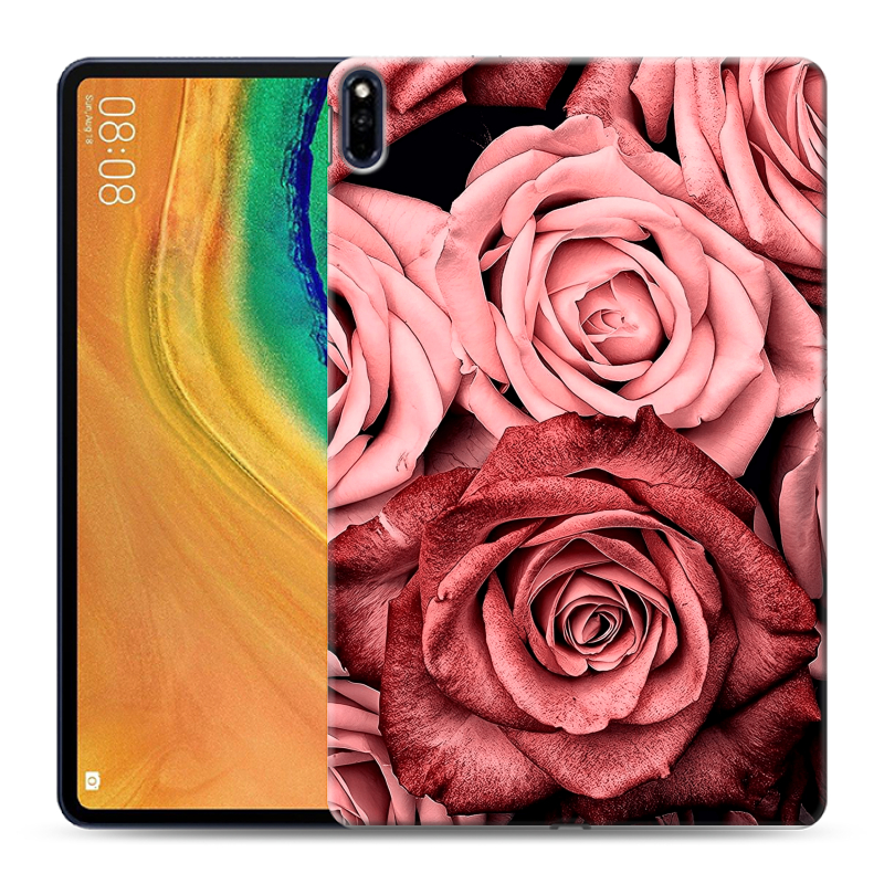Силиконовый противоударный чехол на Huawei MatePad Pro с принтом Цветы розы Силиконовый противоударный чехол на Huawei MatePad Pro с принтом Цветы розы
