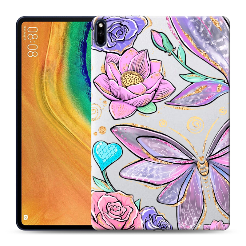 Силиконовый чехол на Huawei MatePad Pro с принтом Бабочки и цветы Силиконовый чехол на Huawei MatePad Pro с принтом Бабочки и цветы