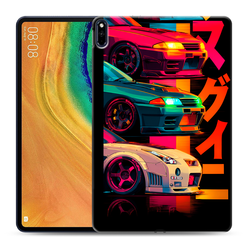 Силиконовый противоударный чехол на Huawei MatePad Pro с принтом Гоночные машины Силиконовый противоударный чехол на Huawei MatePad Pro с принтом Гоночные машины
