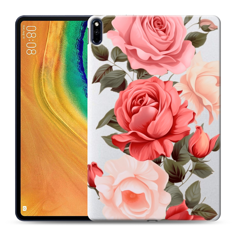 Силиконовый противоударный чехол на Huawei MatePad Pro с принтом Розы Силиконовый противоударный чехол на Huawei MatePad Pro с принтом Розы
