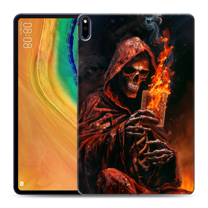 Силиконовый противоударный чехол на Huawei MatePad Pro с принтом Скелет и карты Силиконовый противоударный чехол на Huawei MatePad Pro с принтом Скелет и карты