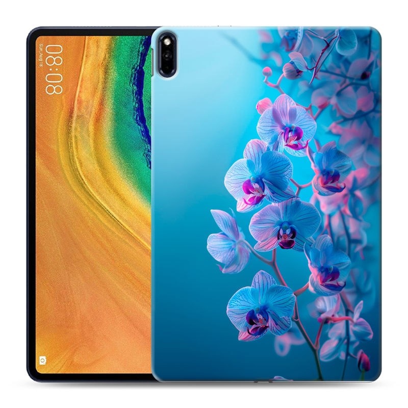Силиконовый чехол на Huawei MatePad Pro с принтом голубые орхидеи Силиконовый чехол на Huawei MatePad Pro с принтом голубые орхидеи