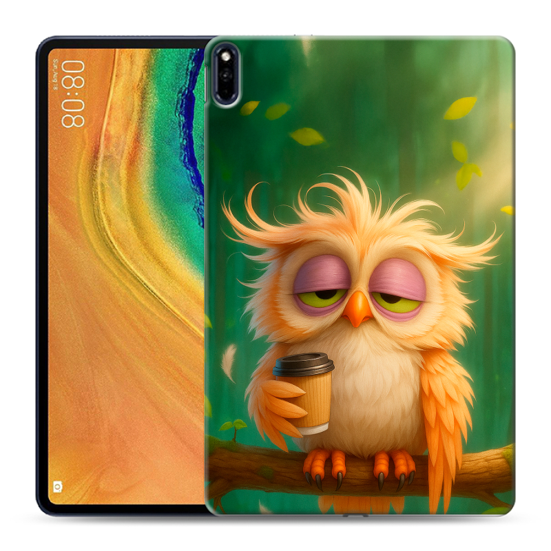 Силиконовый чехол на Huawei MatePad Pro с принтом сова Силиконовый чехол на Huawei MatePad Pro с принтом сова
