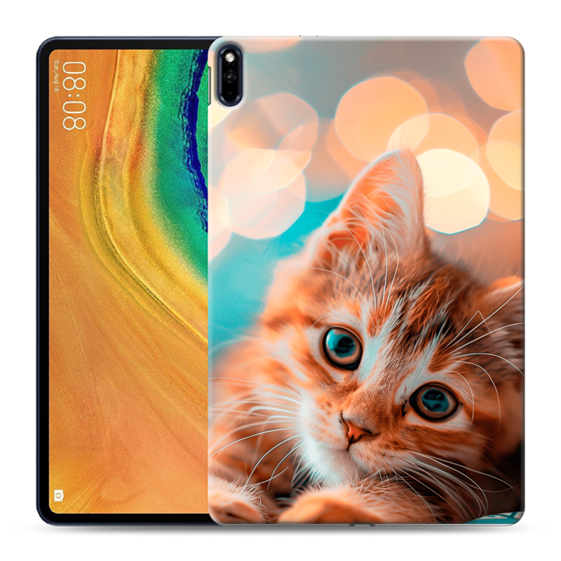 Силиконовый противоударный чехол на Huawei MatePad Pro с принтом котик Силиконовый противоударный чехол на Huawei MatePad Pro с принтом котик
