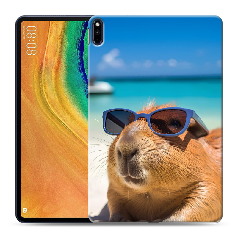 Силиконовый противоударный чехол на Huawei MatePad Pro с принтом Капибара Силиконовый противоударный чехол на Huawei MatePad Pro с принтом Капибара