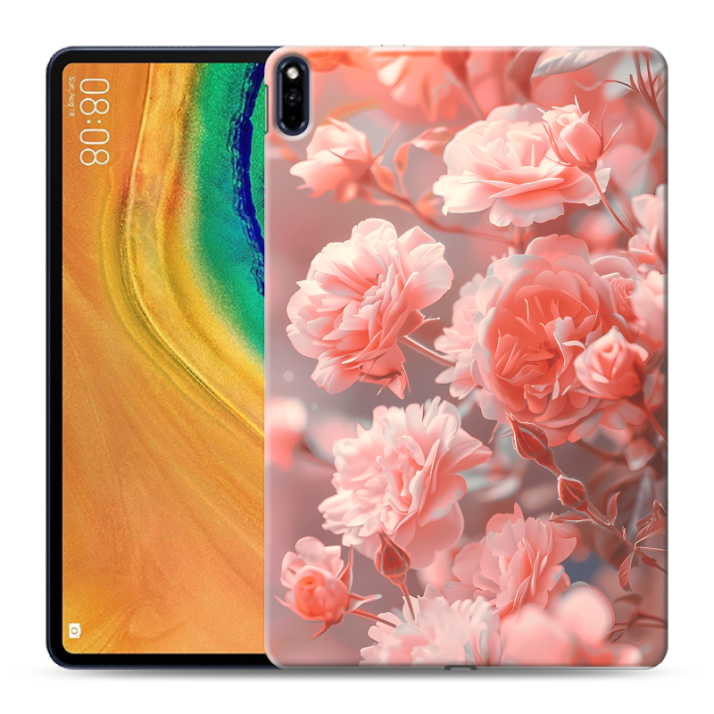 Силиконовый противоударный чехол на Huawei MatePad Pro с принтом Розы цветы Силиконовый противоударный чехол на Huawei MatePad Pro с принтом Розы цветы