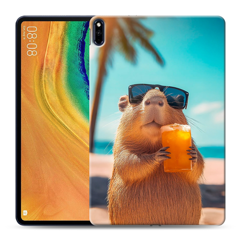Силиконовый противоударный чехол на Huawei MatePad Pro с принтом Капибара Силиконовый противоударный чехол на Huawei MatePad Pro с принтом Капибара