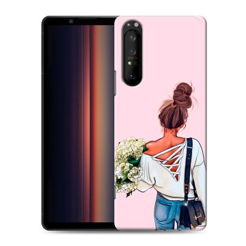 Силиконовый чехол на Sony Xperia 1 II с принтом Девушка и букет Силиконовый чехол на Sony Xperia 1 II с принтом Девушка и букет