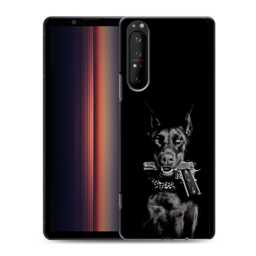 Силиконовый чехол на Sony Xperia 1 II с принтом Доберман и пистолет Силиконовый чехол на Sony Xperia 1 II с принтом Доберман и пистолет