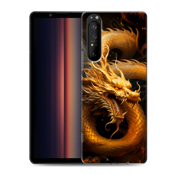 Силиконовый чехол на Sony Xperia 1 II с принтом Золотой дракон Силиконовый чехол на Sony Xperia 1 II с принтом Золотой дракон