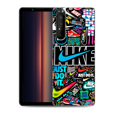 Силиконовый чехол на Sony Xperia 1 II с принтом найк nike черный Силиконовый чехол на Sony Xperia 1 II с принтом найк nike черный