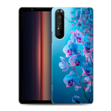 Силиконовый чехол на Sony Xperia 1 II с принтом голубые орхидеи