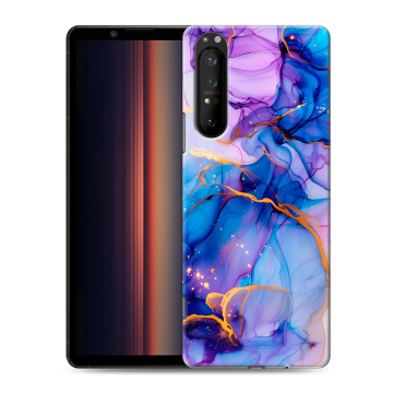 Силиконовый чехол на Sony Xperia 1 II с принтом синий мрамор