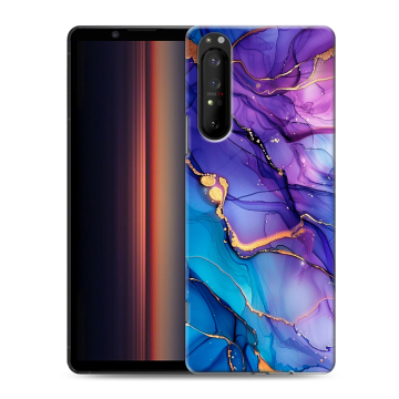 Силиконовый чехол на Sony Xperia 1 II с принтом синий мрамор