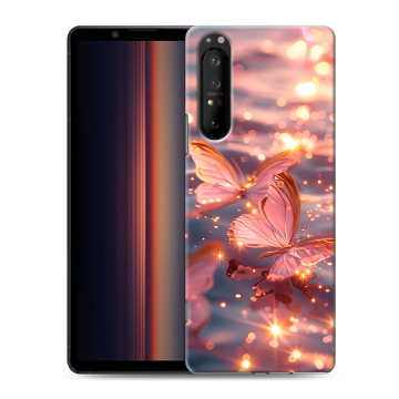 Силиконовый чехол на Sony Xperia 1 II с принтом бабочки розовые