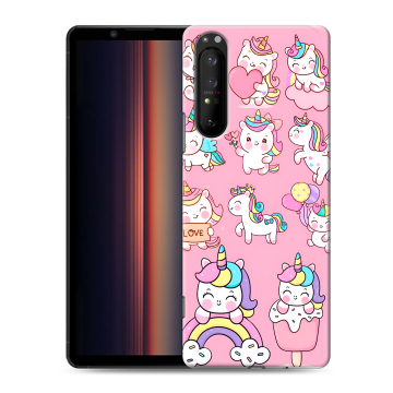Силиконовый чехол на Sony Xperia 1 II с принтом Единороги и радуга Силиконовый чехол на Sony Xperia 1 II с принтом Единороги и радуга