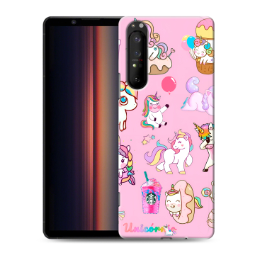 Силиконовый чехол на Sony Xperia 1 II с принтом розовые единороги