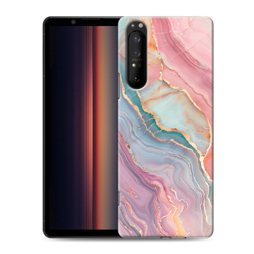 Силиконовый чехол на Sony Xperia 1 II с принтом розовый мрамор